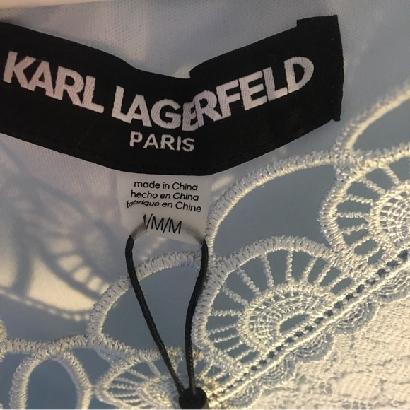 Karl Lagerfeld Paris Pale Light Blue Lace Top Size Medium NWT - Picture 4 of 8